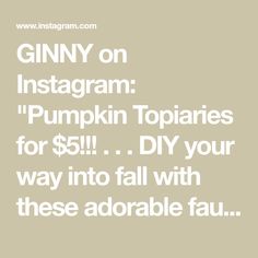 an ad with the words giny on instagram pumpkin topiaries for $ 5