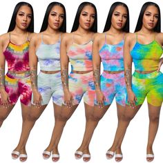 Sexy Sleeveless Halter Print Dew Waist Tight Two-piece Set Clubwear Plus Size, Two Piece Shorts Set, Outdoor Exercise, Cocktail Casual, Shorts Outfits Women, Summer Shorts Outfits, Casual Tie, Outdoor Gym, Shorts Outfits