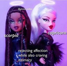 two dolls that are next to each other with captioning about the differences between them