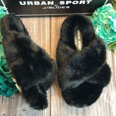 Like New In Box Details And Defects In Pictures Brand: J/Slides Slide Sandals Material: Faux Fur Fabric Type: Faux Fur Color Black 516378 Faux Fur Slides, Fur Fabric, Faux Fur Fabric, Black Faux Fur, Slides Shoes, Fur Slides, Slide Sandals, Women's Shoes Sandals, Slides