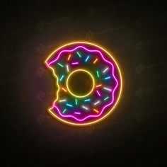 neon sign Donut Neon Sign, Cookie Background, Neon Cafe, Donut Sign, Donut Signs, Neon Cakes, Baked Donut, Cake Drawing, Neon Flex