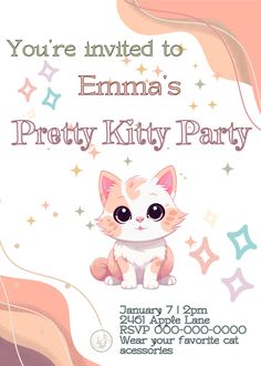 a party flyer with a kitten on it