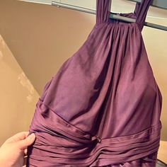 Size 12 Plum Floor Length Bridesmaid Dress. I Had This Altered, I Am 5’ 1” And Wore 3 Inch Heels And I Also Had Padding Added Into The Chest So You Can Go Braless. Please Let Me Know If You Have Any Questions! Plum Bridesmaid Dress, Plum Colored Dresses, Plum Bridesmaid, Bridesmaid Dress Color, Plum Bridesmaid Dresses, Bridesmaid Dress Colors, 3 Inch Heels, Plum Color, Bridesmaid Dress