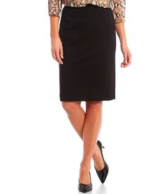 From Preston & York&#x2C; this skirt features:Stretch ponte fabricationPencil silhouetteLinedBack hook/zip closureApprox. 23.13" lengthRayon/nylon/elastaneDry cleanImported. Elegant Pencil Skirt With Side Zipper, Elegant Office Skirt With Zipper Closure, Pencil Skirt With Zipper Closure For Work, Elegant Spring Pencil Skirt With Side Zipper, Elegant Knee-length Skirt With Zipper Closure, Elegant Knee-length Bottoms With Side Zipper, Elegant Knee-length Skirt With Side Zipper, Elegant Knee-length Bottoms With Zipper Closure, Fitted Pencil Skirt With Zipper For Work