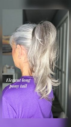 Older Women Updo Hairstyles, Ponytail Upstyle, Inverted Ponytail, Pony Tailed Hairstyle, Grey Hair Ponytail, Gray Hairstyles, Voluminous Ponytail, Bangs Ponytail