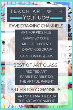 a poster with the words teach art with youtube