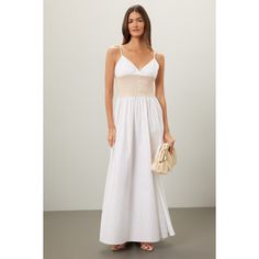 White (100% Cotton). Casual dress. V-neck. Pull-on closure. 50" from shoulder to hemline. Imported. White Maxi, Rent The Runway, Corset Style, Closet Designs, White Maxi Dresses, Casual Dress, Cashmere, V Neck, Maxi Dress