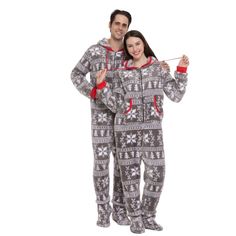 Our adult plush onesie pajamas feature the grey snowflake print and full-zip front, with kangaroo pockets and hooded pajamas for the set. This comes with sizes XS, S, M, L, XL, XXL for adults (women, men). Comfortable to wear and lightweight. The Flannel materials keep you warm and soft to touch. Perfect to wear while moving around as this is warm and feels soft. The pajamas have an elastic waistband that is non-slip and comfortable. This is designed for adults to celebrate Christmas together. S Onesies Pajamas, Grey One Piece, Kids Costumes Girls, Holiday Pjs, Snowflake Print, Adult Pajamas, Onesie Pajamas, Holiday Pajamas, Flannel Pajamas