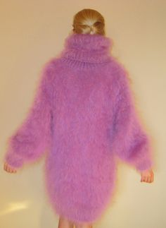 Thick Turtleneck, Fuzzy Sweater Outfit, Fuzzy Mohair Sweater, Purple Jumpers, Knitting Poncho, Mohair Jumpers, Poncho Dress, Long Knit Sweater, Mohair Knit