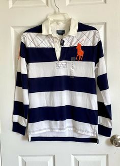 Ralph Lauren Polo Boy’s Striped Cotton Big Pony Rugby Shirt, Size L(14-16), new with Tag. Please let me know if you have any questions. Check out my other listings. Rugby Vintage, Rugby Shirt, Ralph Lauren Polo, Rugby, Long Sleeve Tshirt Men, Men's Polo Shirt, Polo Ralph Lauren, Let Me, Ralph Lauren