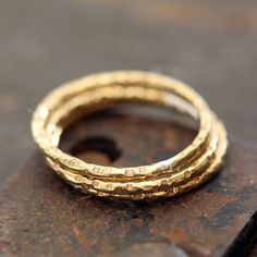 14k Gold Stacking Rings Textured set of 3 Textured Gold Ring, Gold Stacking Rings, Simple Band, Etsy Wedding Rings, Ring Simple, Textured Ring, Ring Ideas, Gold Ring Stack, Hammered Gold