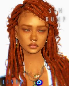 a woman with long red dreadlocks and piercings