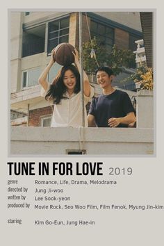 the poster for tune in for love shows two people holding a basketball over their head