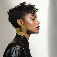 Big Gold Earrings And Black Dress, Big Statement Earrings, Half Moon Earrings, African Earrings, Gold Statement Earrings, Artisan Earrings, Spiral Earrings, Trendy Earrings, Geometric Jewelry