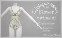 a woman's swimsuit is shown with the words, vintage summer flower swimsuit