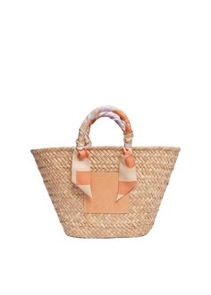 Clementine Straw Scarf Tote Bag Rattan Dining, Rattan Dining Chairs, South East Asia, Beach Tote, East Asia, Vegetable Tanned Leather, Geometric Print, Patch Logo, Batik