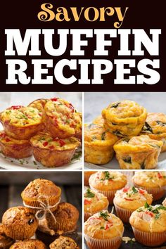 the cover of savory muffins recipe book with images of muffins