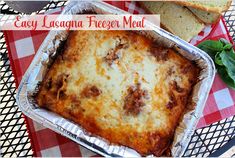 an easy lasagna freezer meal with meat and cheese