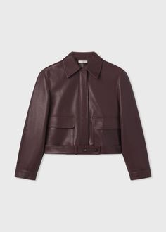 Structured cropped moto style jacket in luxurious lambskin leather. Lined bodice. Self belt and zip closure. Details 100% Leather Bordeaux 6397PSGV-F24 True to size Approx 23" in total length. Model is 5'9" and wears a size Small. Instagram Editor, Cropped Leather Jacket, Moto Style, Denim Shoes, Silk Wool, Cotton Viscose, Drop Waist, Lambskin Leather, Evening Wear