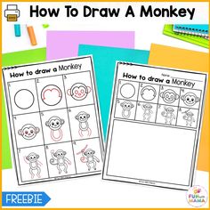 how to draw a monkey for kids with free printable worksheet and instructions