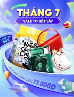 an advertisement with various items in it for the thai store thang 7 sale to he say