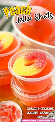 The perfect sweet treat to cool down with on a hot summer day are these Peach Jello Shots! You can make them alcoholic or non-alcoholic, whichever you want. If you love peach flavor, you are going to obsess over these easy peach ring jello shots that are ideal for summer BBQs, parties and other special occasions. Tequila Jello Shots, Ciroc Peach, Easy Jello Shots, Pudding Shot Recipes, Making Jello Shots, Best Jello Shots, Jello Shots Recipe