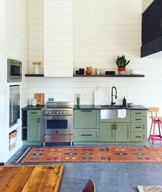 the kitchen is clean and ready to be used as an appliance for cooking