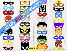 superhero mask cut outs for kids and adults to make them look like they are wearing masks