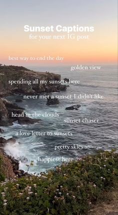 a poem written on the side of a cliff next to the ocean