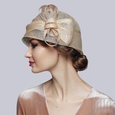 TOUCH OF CHARM AND ELEGANCE Artistic Cloche Derby Hat for Women Look at your very best, this Cloche Derby Hat for Women glorifies your personality and enhances the positivity of your etiquette on all occasions. Whether you are attending a wedding reception, Kentucky derby, or visiting any other formal or informal event, it accentuates your style and glamour with all poise and diligence and takes your fashion to the very next level. Sinamay hats are created using high-quality handwoven sinamay fi Luxury Adjustable Cloche Hat For Evening, Adjustable Gold Hat For Events, Gold Adjustable Hat For Events, Elegant Gold Headpieces For Ceremony, Classic Gold Hat For Formal Occasions, Gold Short Brim Fascinator For Formal Occasions, Gold Short Brim Church Hat, Gold Short Brim Hat For Church, Elegant Gold Hats With Curved Brim