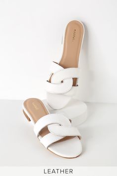 Flat Sandals, Slides, Thongs - Flatform Sandals, Gladiator Sandals White Sand Beaches, White Leather Sandals, Womens Stilettos, Sandal Heels, Leather Sandals Flat, Leather Slide Sandals, Sport Sandals, Leather Slides, White Sand