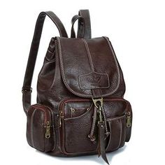 Leather Casual Backpacks Vintage Style Trendy Brown Backpack With Zipper Pocket, Casual Brown Leather Backpack For Travel, Brown Casual Leather Backpack For Travel, Casual Brown Leather Backpack With Zipper, Casual Fall Backpack, Trendy Brown Outdoor Backpack, Trendy Brown Backpack For Outdoor, Casual Brown Leather Backpack For Daily Use, Casual Leather Backpack For Daily Use In Fall