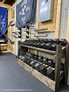 there are many dumbs in the gym and one is on display for everyone to see