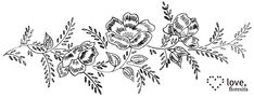 a drawing of flowers and leaves on a white background with the words love written in black ink