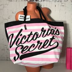 New With Tags Victoria’s Secret Weekender Bag Tote Striped Vs Logo 15" L X 7" W X 14.5" H Beach Bag Huge Price Firm Victoria's Secret Pink Shoulder Bag For Shopping, Victoria's Secret Pink Bag For Shopping, Victoria's Secret Pink Shopping Bag, Casual Pink Victoria's Secret Bags, Pink Tote Shoulder Bag For Weekend, Pink Weekend Shoulder Bag, Trendy Pink Weekend Bag, Trendy Pink Bag For Weekend, Trendy Pink Shoulder Bag For Weekend