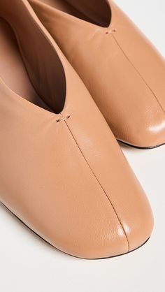 Mansur Gavriel Glove Flats | Shopbop Heel Caps, Mansur Gavriel, Rubber Heels, Stacked Heel, Smooth Leather, New Arrivals, Gloves, Heels, Leather