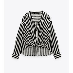 Nwt Zara Striped Black And White Linen Blend Button Up Shirt. Chic Striped Blouse With Buttons, Chic Striped Blouse With Button Closure, Elegant Striped Zara Top, Spring Workwear Black And White Tops, Black And White Tops For Workwear In Spring, Black And White Tops For Work In Spring, Black And White Tops For Spring Workwear, Elegant Black Shirt For Day Out, Zara Black Collared Blouse