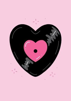 a heart shaped object with an arrow sticking out of it's center on a pink background