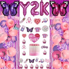 PRICES MAY VARY. Package Quantity: the package comes with a set of y2k party decorations, including 50 round latex balloons, a set of Y2k balloons in 3, 2 butterfly balloons, a roll of glue points, a roll of balloon ribbon, 2 pieces of pink fringe curtain, 2 strings of banners, 20 cake toppers and a bigger cake topper, a complete set to meet your party needs Quality Material: the 2000 theme party decorations are made of reliable materials, safe to use, not easy to break or deform, so you can use 2000s Birthday Party, Y2k Party Decorations, Y2k Birthday Party Theme, 2000s Party Decorations, 2000s Birthday Party Theme, 2000s Party Theme, 2000s Birthday, Y2k Birthday Party, Early 2000s Party