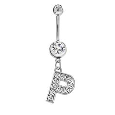 PRICES MAY VARY. ☑️ 316L SURGICAL STEEL -- Initial Dangle Belly Button Ring is made in 316L Surgical Stainless Steel with AAA+ CZ Crystals with a Cute Silver Initial Letter in all Letters. ☑️ IDEAL FOR BELLY PIERCING -- Belly Button Rings with Initial has a Length of 10mm with Thickness of 14G(1.6mm) perfect for Belly Piercing. ☑️ HYPOALLERGENIC -- Belly Button Bar is suitable for Belly Button Piercing and is Anti Allergic, Nickel Free, Lead Free which makes our Dangle Belly Ring Ideal for Sensi Belly Rings Stud, Piercings Belly, Cute Belly Rings, Belly Piercings, Button Piercing, Dangle Belly Rings, Body Jewelry Piercing, Navel Piercing, Button Rings