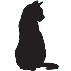 the silhouette of a cat is shown in black on a white background, and it appears to be looking up at something