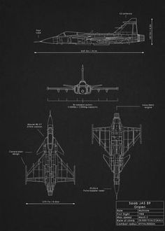 an airplane blueprinted on black paper, with measurements and details for the plane