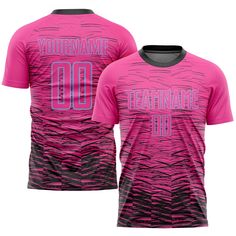 a pink and black shirt with the number 00 on it