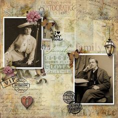 a collage of photos and letters with an image of a man in a hat