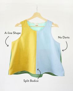 Peplum Split Tank PDF Sewing Pattern – Matchy Matchy Sewing Club Diy Crop Top Pattern, Clothing Makeovers, Sewn Clothes, Top Pattern Sewing, Tank Top Sewing Pattern, Short Social, Sewing Club, Apparel Sewing, Tencel Denim