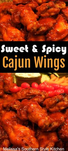 sweet and spicy cajun wings with text overlay