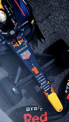 the front end of a red bull racing car