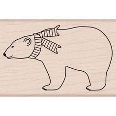 a rubber stamp with an image of a bear wearing a knitted hat and scarf