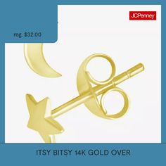 Features: Hypoallergenic, Celestial JewelryEarring Back: PostShape: Star, MoonMetal Color: YellowEarring Length: 4.5mmEarring Width: 3.5mmCare: Wipe CleanEarrings Style: Stud EarringsMetal: 14k Gold Over SilverCountry of Origin: Imported Star Earrings Stud, Star Studs, Stars And Moon, Stud Earrings, Stars, Silver, Gold