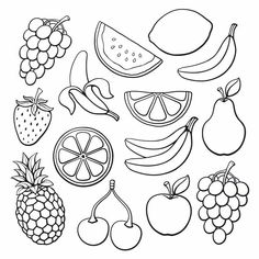 fruits and vegetables coloring pages for kids to print on the wall or use as an appliance